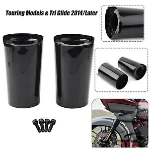 ハーレー エレクトラ ストリート グライド 14-23 用 ブラック スムース ストック フォーク スライダー カバー ブーツ Black Smooth Stock Fork Slider Cover Boots For Harley Electra Street Glide 14-23 【並行輸入品】