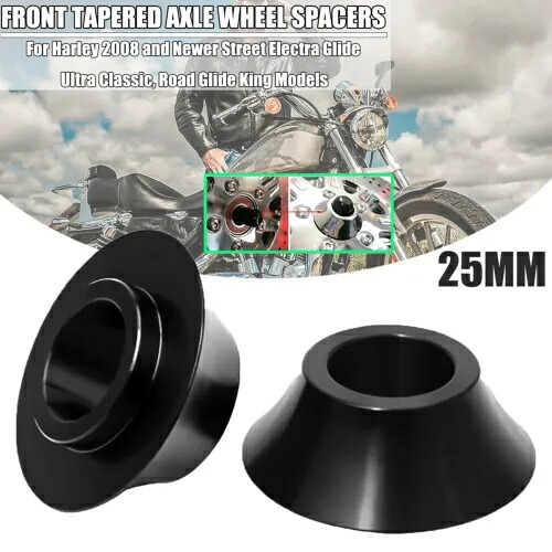 ブラック フロント 25mm テーパー アクスル ホイール スペーサー ハーレー ツーリング バガー 08-18 に適合 Black Front 25mm Tapered Axle Wheel Spacers Fit For Harley Touring Bagger 08-18 【並行輸入品】 33,605円