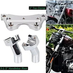 クロームトップクランプ & 3.5インチ ハンドルバーライザー ハーレー 1インチ バー スポーツスター XL 1200 883用 Chrome Top Clamp & 3.5\