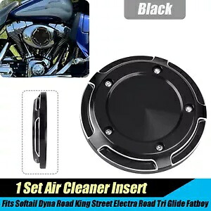 ブラック CNC 5 ボルト エア クリーナー インサート ハーレー ツイン カム ソフテイル ダイナ 99-15 米国用 Black CNC Five-Bolt Air Cleaner Insert For Harley Twin Cam Softail Dyna 99-15 US 【並行輸入品】