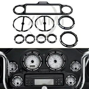 ブラックバーストゲージベゼルスピードメータースピーカートリムハーレーツーリング96-13用 Black Burst Gauge Bezel Speedometer Speaker Trim Fit For Harley Touring 96-13 【並行輸入品】