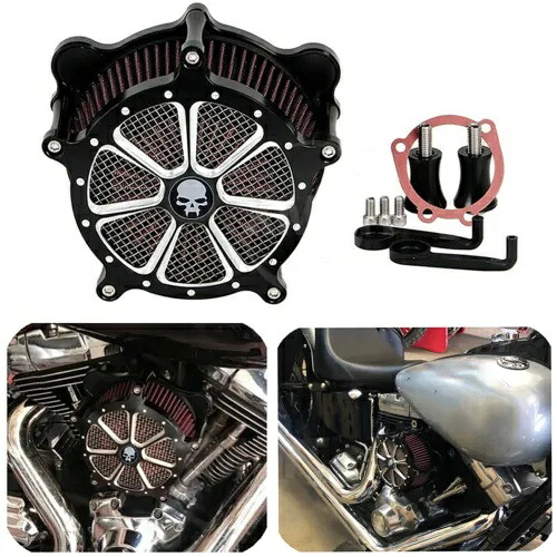スカルエアクリーナーレッドインテークフィルターハーレーダイナファットボブローライダーワイドグライド用 Skull Air Cleaner Red Intake Filter For Harley Dyna Fat Bob Low Rider Wide Glide 【並行輸入品】