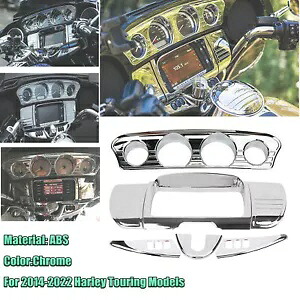 クローム トリライン ゲージ トリム カバー ハーレー ツーリング FLHT FLHX FLHTK CVO 14-2023用 Chrome Tri Line Gauge Trim Cover For Harley Touring FLHT FLHX FLHTK CVO 14-2023 【並行輸入品】