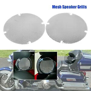 クロームメッシュスピーカーグリルカバーハーレーロードグライドFLTRUトライグライドFLHTCUTG用 Chrome Mesh Speaker Grills Covers For Harley Road Glide FLTRU Tri Glide FLHTCUTG 【並行輸入品】