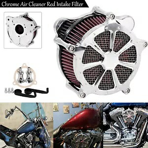 クロームエアフィルタークリーナーレッドインテークハーレーロードグライドキング FLHT 2008-16 に適合 Chrome Air Filter Cleaner Red Intake Fit For Harley Road Glide King FLHT 2008-16 【並行輸入品】