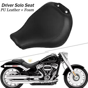 ブラックPUレザードライバーソロシートハーレー2018-UPファットボーイFLFB 107 FLFBS 114用 Black PU Leather Driver Solo Seat For Harley 2018-UP Fat Boy FLFB 107 FLFBS 114 【並行輸入品】