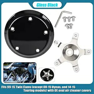 ハーレーツーリングソフテイルダイナファットボーイ用ブラック5ボルトドーム型エアクリーナーインサート Black Five-Bolt Domed Air Cleaner Insert For Harley Touring Softail Dyna Fatboy 【並行輸入品】