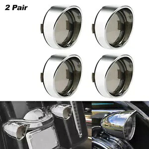 ハーレー ロード グライド ダイナ用 4X クローム バイザー スタイル ターン シグナル ベゼル スモークレンズ付き 4X Chrome Visor-Style Turn Signal Bezels w/Smoke Lens for Harley Road Glide Dyna 【並行輸入品】