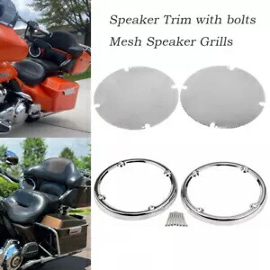 クロームリアスピーカーグリルメッシュカバー ハーレーエレクトラグライド FLHTCU FLHTK 14-23用 Chrome Rear Speaker Grill Mesh Cover for Harley Electra Glide FLHTCU FLHTK 14-23 【並行輸入品】
