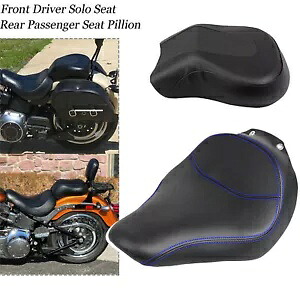 フロントドライバー&ライダーソロシート ブルーライン付き ハーレーファットボーイEFI FLSTFI FLSTF用 Front Driver & Rider Solo Seat w/ Blue Line For Harley Fat Boy EFI FLSTFI FLSTF 【並行輸入品】
