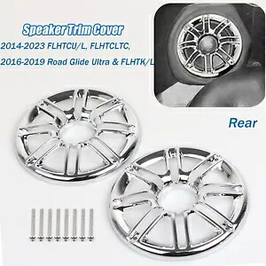 クローム 3D リアスピーカーグリルマスクカバーハーレー 14-23 エレクトラトライロードグライド用 Chrome 3D Rear Speaker Grill Masks Cover For Harley 14-23 Electra Tri Road Glide 【並行輸入品】