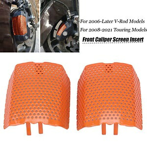 ハーレー V ロッド & ツーリンググライド 2008-2021 フロントキャリパースクリーンインサート オレンジ For Harley V-Rod & Touring Glide 2008-2021 Front Caliper Screen Inserts Orange 【並行輸入品】 33,605円