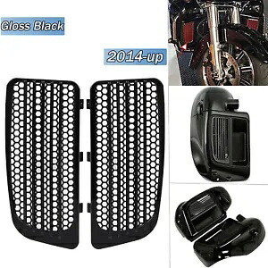 ハーレーロードストリートトライエレクトラグライドCVO用ブラックラジエーターグリルロワーフェアリング Black Radiator Grills Lower Fairing For Harley Road Street Tri Electra Glide CVO 【並行輸入品】