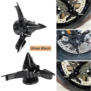2PC ブラックスパンブレードスピニングフロントアクスルキャップナットカバーキットハーレースポーツスター用 2PC Black Spun Blade Spinning Front Axle Cap Nut Covers Kit For Harley Sportster 【並行輸入品】