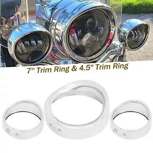 クローム ヘッドライト フォグ ライト バイザー スタイル ターン シグナル トリム リング ハーレー用 Chrome Headlight Fog Light Visor Style Turn Signal Trim Ring Fit For Harley 【並行輸入品】