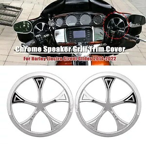 ハーレーフロントスピーカーグリルトリムツーリングストリートトライグライドトライク 14-22 クローム For Harley Front Speaker Grills Trim Touring Street Tri Glide Trike 14?22 Chrome 【並行輸入品】