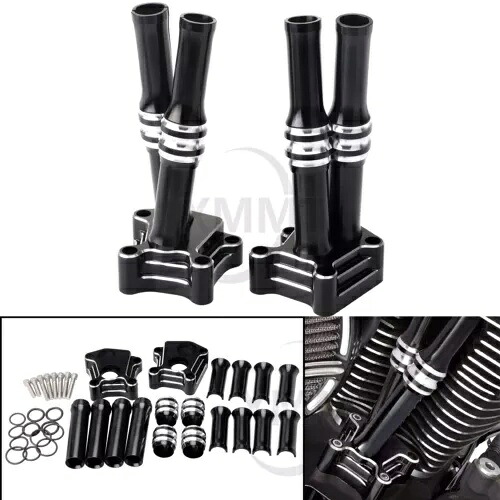 アルミプッシュロッドカバー & リフターブロックカバー ハーレー 1999-2015 ツインカム ブラック用 Aluminum Pushrod Cover & Lifter Block Cover For Harley 1999-2015 Twin Cam Black 【並行輸入品】