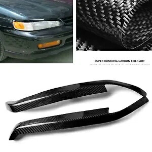 カーボンファイバー車のフロントヘッドライト眉まぶたトリムホンダアコード 1994-1997 Carbon Fiber Car Front Headlight Eyebrow Eyelid Trim For Honda Accord 1994-1997 【並行輸入品】