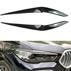 カーボンファイバーフロントヘッドライト眉毛トリムカバー BMW X5 G05 X6 G06 2019-2023 Carbon Fiber Front Headlight Eyebrows Trim Cover For BMW X5 G05 X6 G06 2019-2023 【並行輸入品】