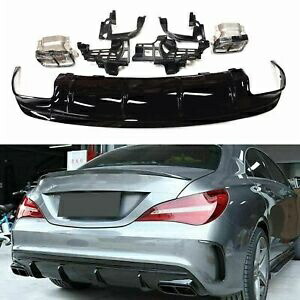 リアバンパーディフューザーキット + 排気ヒントメルセデスベンツ CLA45 2013-2019 2015 Rear Bumper Diffuser Kit + Exhaust Tips For Mercedes Benz CLA45 2013-2019 2015 【並行輸入品】