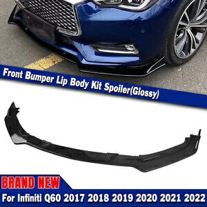 車のフロントバンパースポイラーカバーキット 2017-2021 2018 インフィニティ Q60 光沢のある黒 Car Front Bumper Spoiler Cover Kit For 2017-2021 2018 Infiniti Q60 Glossy Black 【並行輸入品】