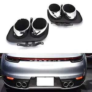 車のリアエキゾーストマフラーパイプチップキットポルシェ 992 カレラ S 2019-2023 シルバー Car Rear Exhaust Muffler Pipe Tip Kit For Porsche 992 Carrera S 2019-2023 Silver 【並行輸入品】