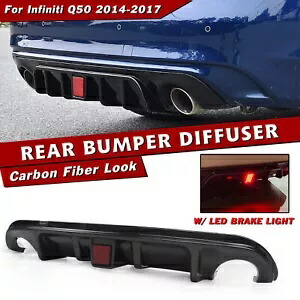 車のリアバンパーディフューザーリップキットインフィニティ Q50 2014-2017 2015 2016 ライト付き Car Rear Bumper Diffuser Lip Kit For Infiniti Q50 2014-2017 2015 2016 W/ Light 【並行輸入品】