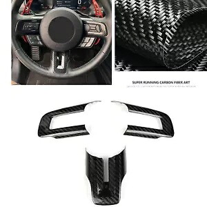 カーボンファイバーインナーステアリングホイールトリムカバーフォードマスタング 2015-2023 2017 BLK Carbon Fiber Inner Steering Wheel Trim Cover For Ford Mustang 2015-2023 2017 BLK 【並行輸入品】