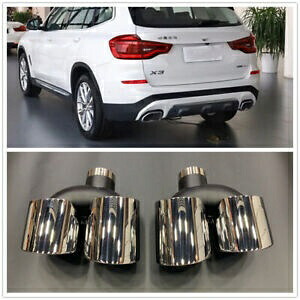 BMW X3 X4 2018 2019-2020 車の排気先端トリムパイプテールシルバーマフラー 2 個 For BMW X3 X4 2018 2019-2020 Car Exhaust Tip Trim Pipe Tail Silver Muffler 2pcs 【並行輸入品】