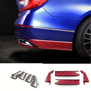 リアエキゾーストパイプ バンパーサイドリップモールディングカバー付き レッド ホンダアコード 18-20用 Rear Exhaust Pipe With Bumper Side Lip Molding Cover Red For Honda Accord 18-20 【並行輸入品】