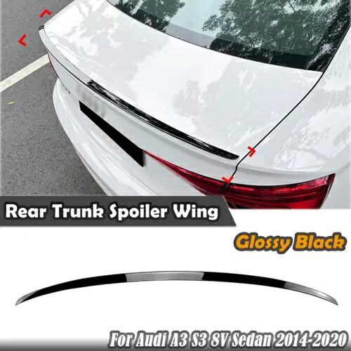アウディ A3 S3 8V セダン 2014-2020 車のリアトランクスポイラースプリッターウイングキットブラック For Audi A3 S3 8V Sedan 2014-2020 Car Rear Trunk Spoiler Splitter Wing Kit Black 【並行輸入品】