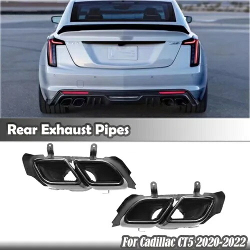 キャデラック CT5 2020-2022 車のリアデュアル排気マフラーテールパイプ先端黒 For Cadillac CT5 2020-2022 Car Rear Dual Exhaust Muffler Tail Pipes Tip Black 【並行輸入品】