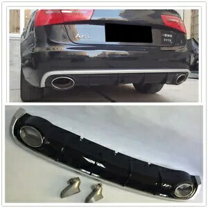 RS6 スタイル リアディフューザー & 排気チップ 2012 2013 2014 2015 アウディ A6 C7 クローム RS6 Style Rear Diffuser & Exhaust Tips For 2012 2013 2014 2015 Audi A6 C7 Chrome 【並行輸入品】