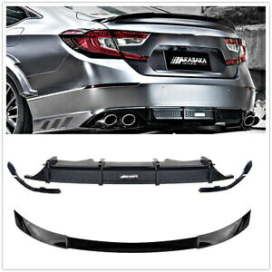 車のリアディフューザー + リアトランクウイングリップスポイラー 2018-2020 ホンダアコードに適合 Car Rear Diffuser + Rear Trunk Wing Lip Spoiler Fit For 2018-2020 Honda Accord 【並行輸入品】