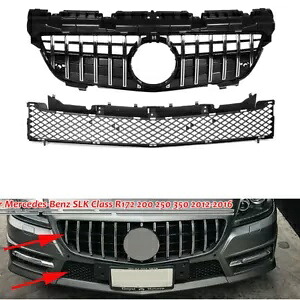 フロントアッパー + 下部ラジエーターグリルグリル GT ベンツ R172 SLK 200 250 350 2012-16 Front Upper+Lower Radiator Grille Grill GT For Benz R172 SLK 200 250 350 2012-16 【並行輸入品】