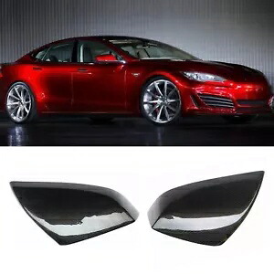カーボンファイバーサイドバックミラーカバートリム 2021-2022 テスラモデル S アドオン Carbon Fiber Side Rearview Mirror Cover Trim For 2021-2022 Tesla Model S Add On 【並行輸入品】