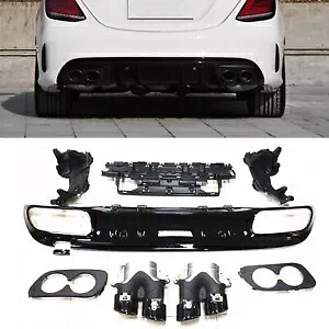 リアディフューザー + 排気管ベンツ C クラス W205 C43 AMG クーペ 15-21 2016 4DR Rear Diffuser + Exhaust Pipe For Benz C Class W205 C43 AMG Coupe 15-21 2016 4DR 【並行輸入品】
