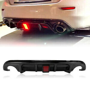 ブラック リアバンパー ディフューザー ボディキット インフィニティ Q50 2014-2017 2015 16 ライト付き Black Rear Bumper Diffuser Body Kit for Infiniti Q50 2014-2017 2015 16 W/ Light 【並行輸入品】
