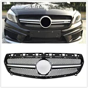 車体キットフロントバンパーグリルグリル 2013-2015 2014 W176 A クラスシルバー AP Car Body Kit Front Bumper Grill Grille For 2013-2015 2014 W176 A Class Silver AP 【並行輸入品】