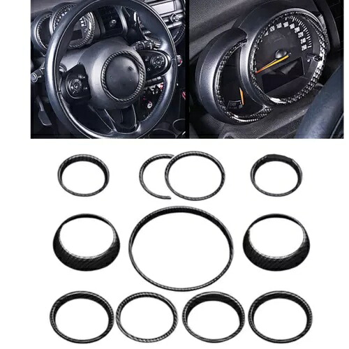 カーボンファイバールックカーインテリアキットリングカバートリム BMW ミニクーパー F55 F56 Carbon Fiber Look Car Interior Kit Ring Cover Trim For BMW Mini Cooper F55 F56 【並行輸入品】
