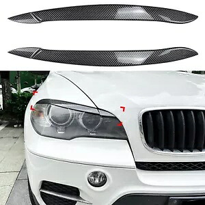 カーボンファイバールックフロントヘッドライト眉毛トリム BMW X5 E70 2008-2013 2009 2x Carbon Fiber Look Front Headlight Eyebrows Trim For BMW X5 E70 2008-2013 2009 2x 【並行輸入品】