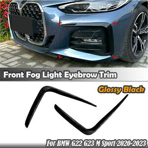 BMW 4er G22 G23 M スポーツ 2020-2023 車のフロントベントフォグライト眉毛トリム BLK For BMW 4er G22 G23 M Sport 2020-2023 Car Front Vent Fog Light Eyebrows Trim BLK 【並行輸入品】