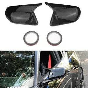 2x 光沢のあるブラックのリアビューサイドミラーカバーキャップ フォード マスタング 2015-22 アドオン用 2x Glossy Black Rear View Side Mirror Cover Cap For Ford Mustang 2015-22 Add-on 【並行輸入品】