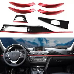 レッドカーセンターコンソールインテリアトリム  3 4 シリーズ F30 F31 F34 M スポーツ 7 個 Red Car Center Console Interior Trim For  3 4 Series F30 F31 F34 M Sport 7PCS 【並行輸入品】