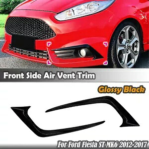 車のフロントバンパーフォグライトトリムフレームフォードフィエスタ ST MK6 2012-2017 ブラック 2x Car Front Bumper Fog Light Trim Frame For Ford Fiesta ST MK6 2012-2017 Black 2x 【並行輸入品】