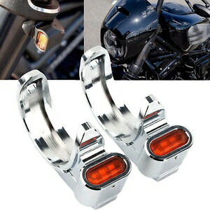 オートバイターンシグナルランプハーレー 49-51 ミリメートルフロントフォークショックアブソーバークローム Motorcycle Turn Signal Lamp For Harley 49-51mm Front Fork Shock Absorbers Chrome 【並行輸入品】