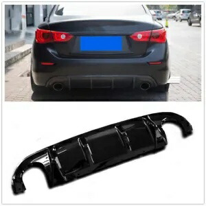 ABS 光沢のあるブラック リアバンパーディフューザー アンダーリップキット インフィニティ Q50 2014-2017用 ABS Glossy Black Rear Bumper Diffuser Under Lip Kit for Infiniti Q50 2014-2017 【並行輸入品】