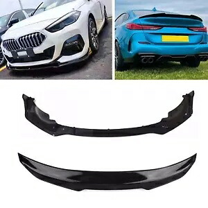 フロントスポイラーリップ + リアトランクスプリッターウィング BMW 2 シリーズ F44 20-2023 ブラック Front Spoiler Lip + Rear Trunk Splitter Wing For BMW 2 Series F44 20-2023 Black 【並行輸入品】