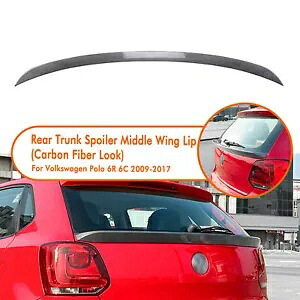 カーボンファイバールックリアトランクスポイラーウイングフォルクスワーゲンポロ 6R 6C 2009-2017 Carbon Fiber Look Rear Trunk Spoiler Wing For Volkswagen Polo 6R 6C 2009-2017 【並行輸入品】