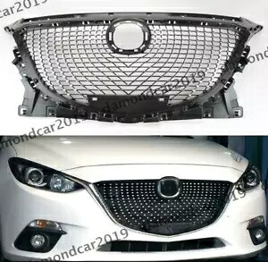 フロントフードバンパーグリルグリルカバーマツダ 3 2014-2016 メッシュブラック & クローム Front Hood Bumper Grill Grille Cover For Mazda 3 2014-2016 Mesh Black & Chrome 【並行輸入品】